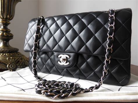 chanel double flap black lambskin silver hardware|discontinued chanel flaps.